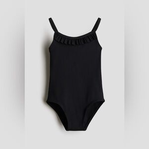Kids Black Ruffle Swimsuit